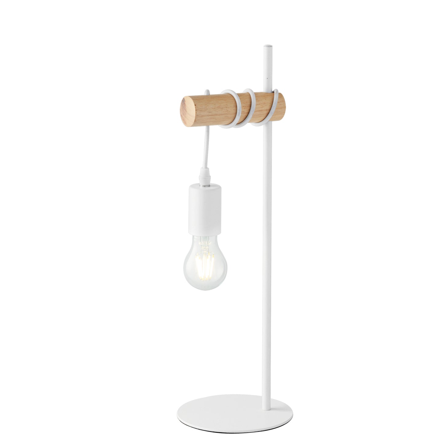 Lampada da tavolo ARIZONA in legno naturale e metallo bianco