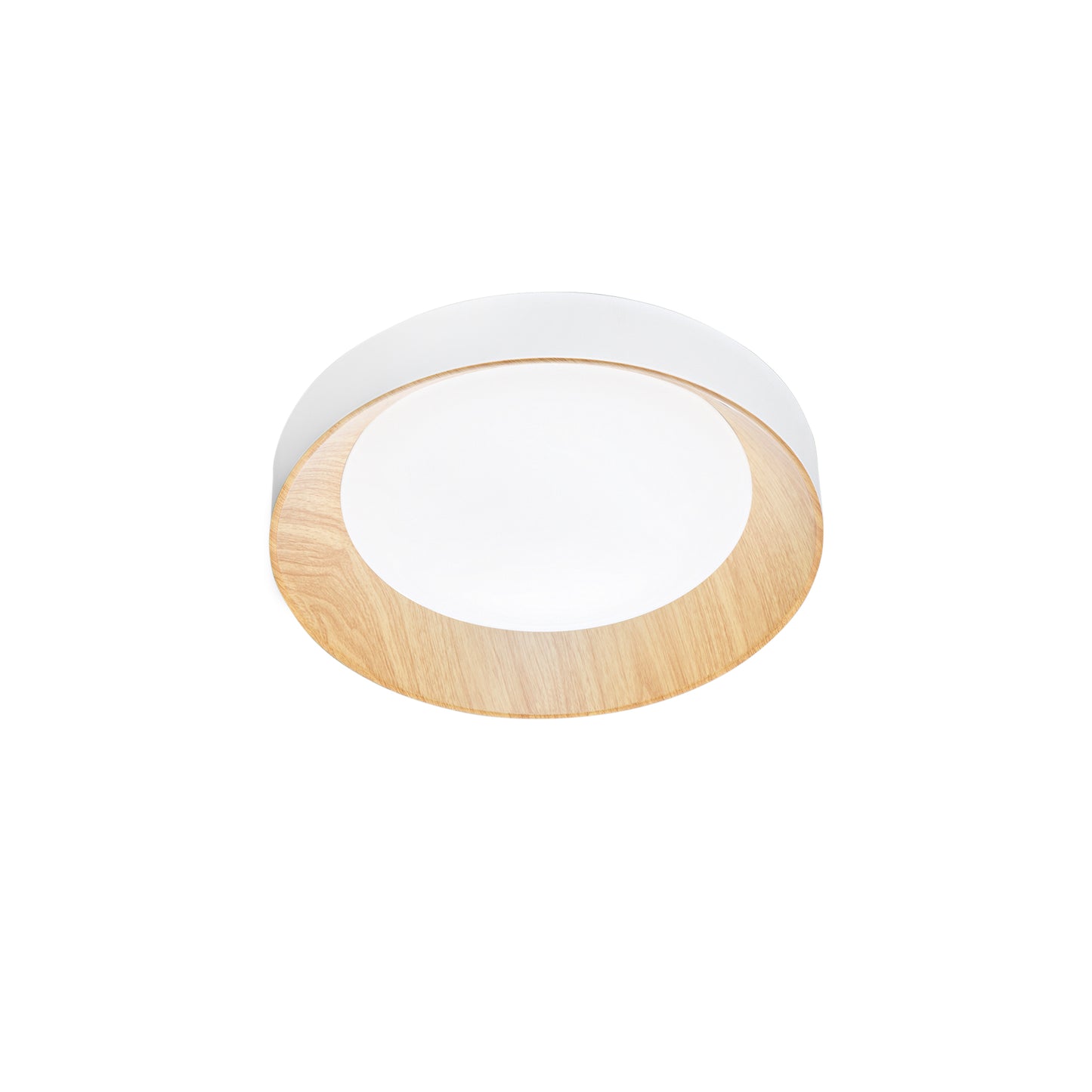 Plafoniera LED ARKA in metallo bianco e legno - CCT - 40 cm. Ø