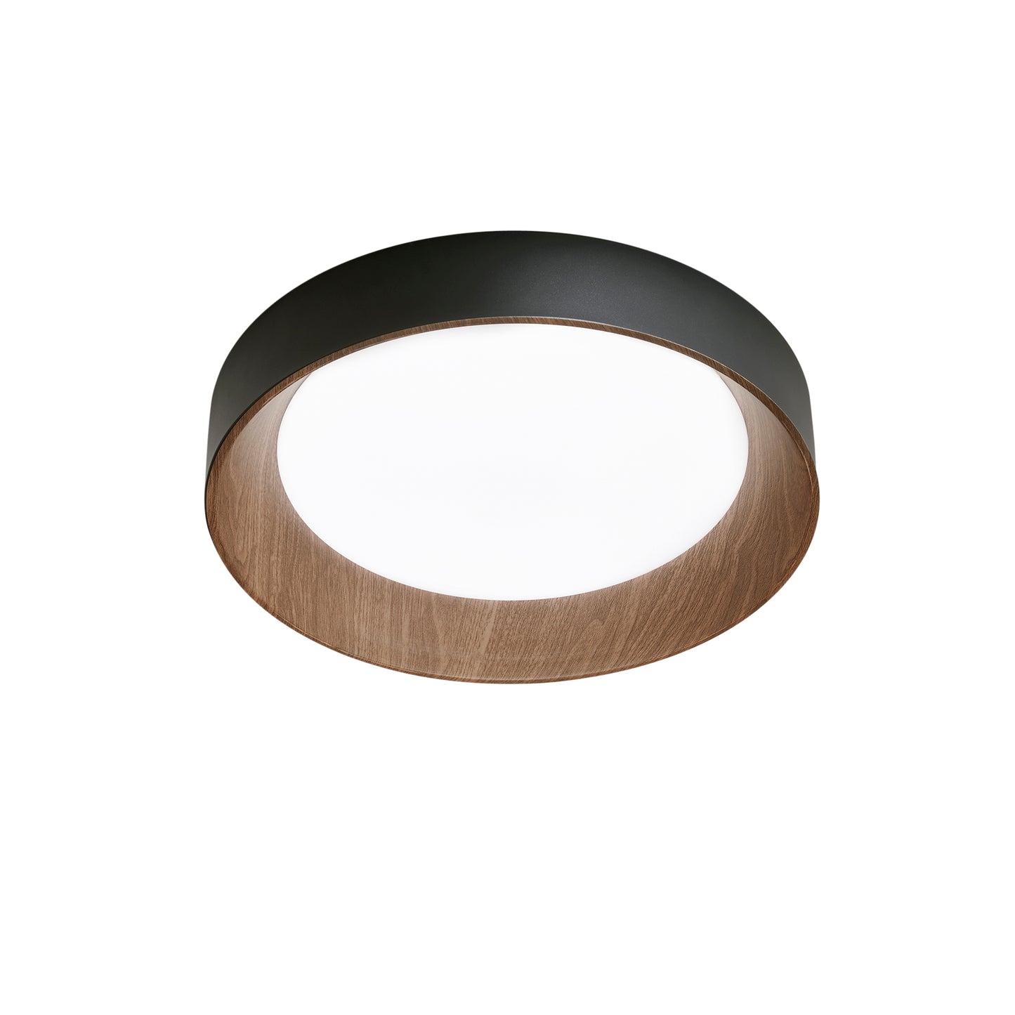 Plafoniera LED ARKA in metallo nero e legno - CCT - 50 cm. Ø