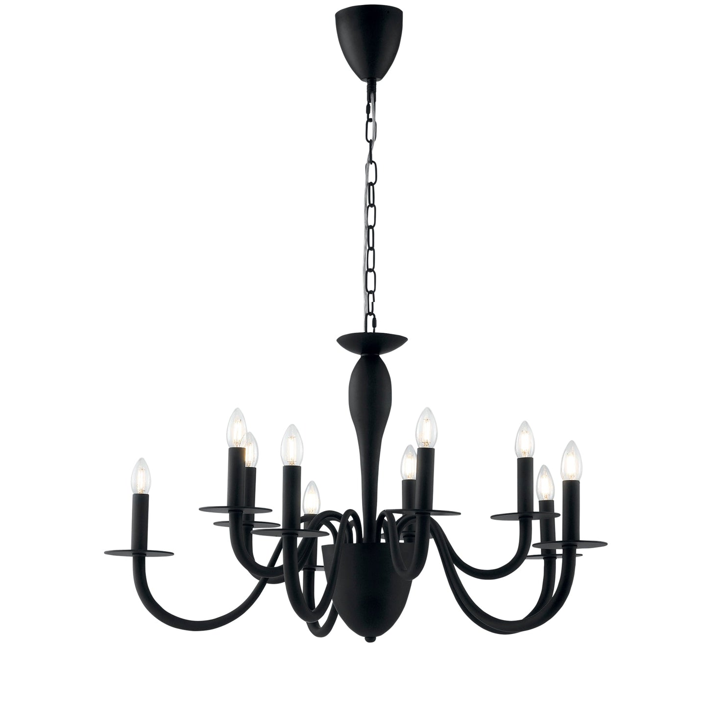 Lampadario ARMSTRONG in metallo nero a dieci luci