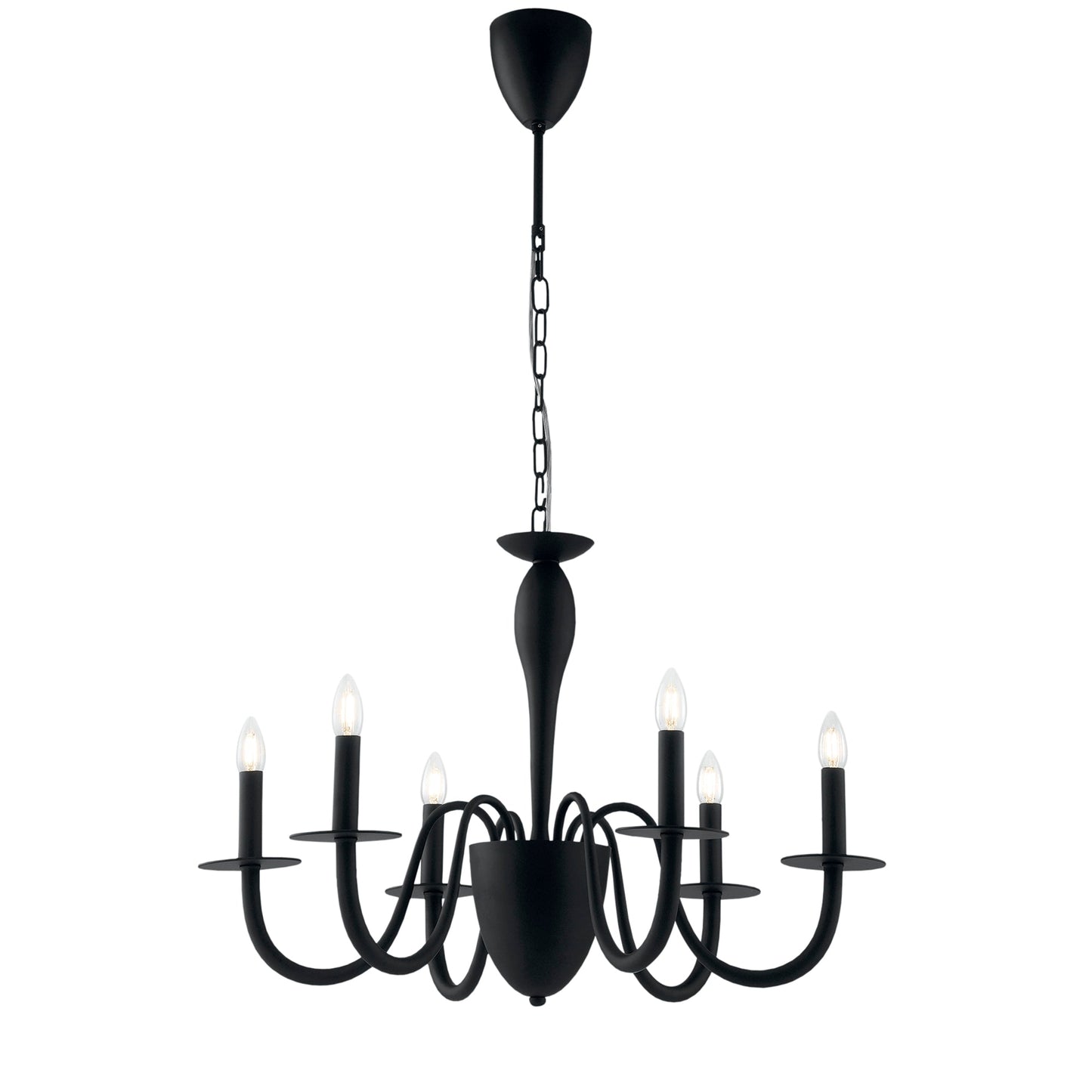 Lampadario ARMSTRONG in metallo nero sei a dieci luci