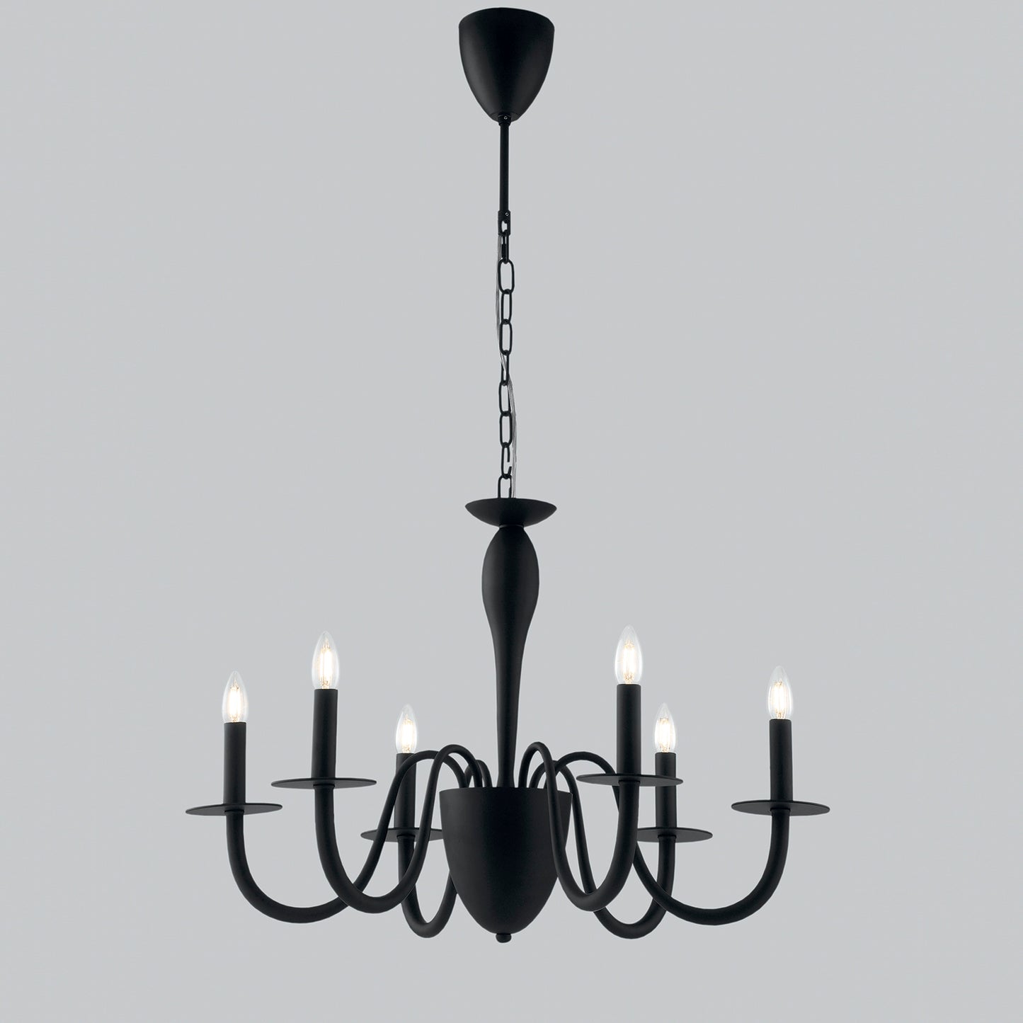 Lampadario ARMSTRONG in metallo nero sei a dieci luci