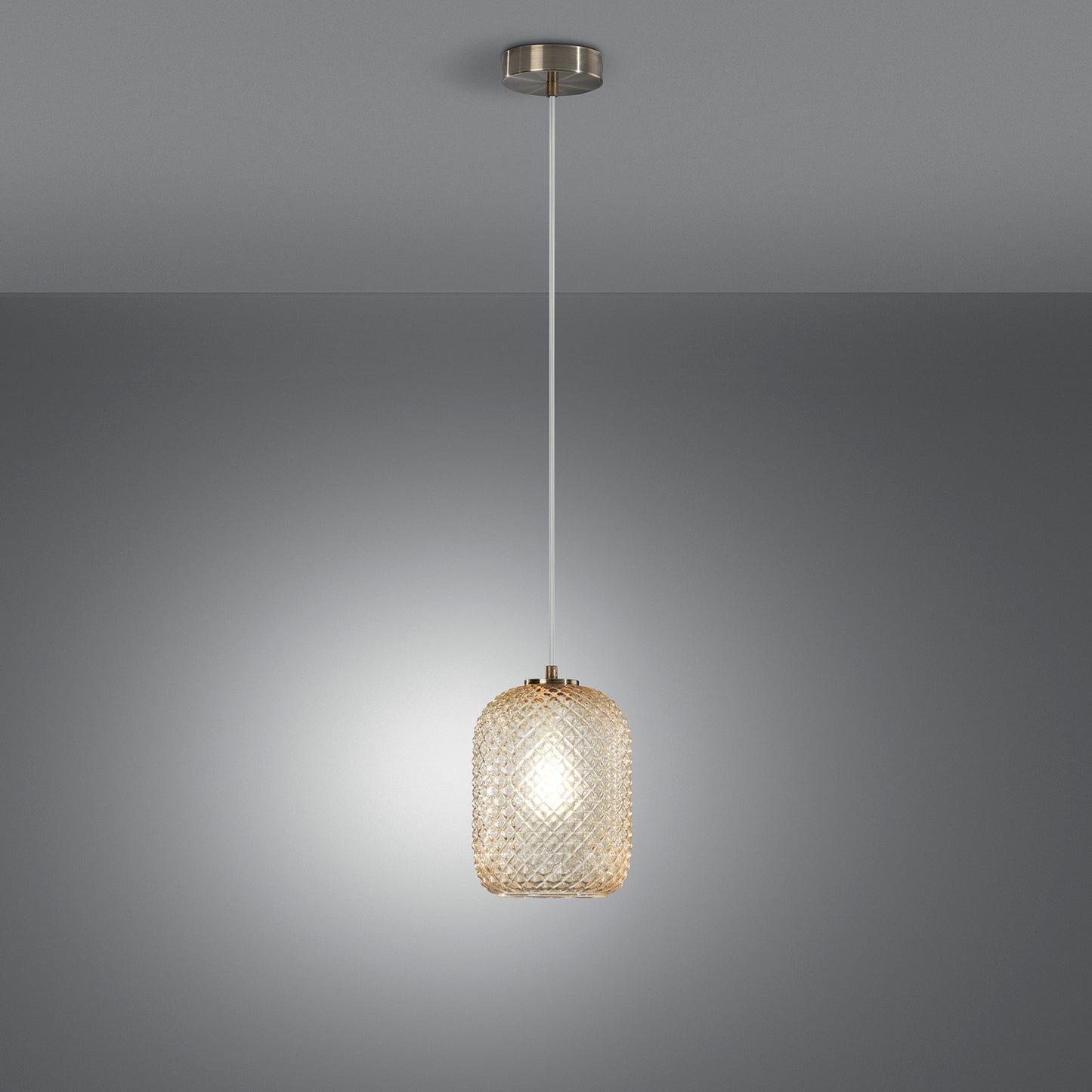 Sospensione ASHFORD in vetro ambrato 150x15 cm. Ø