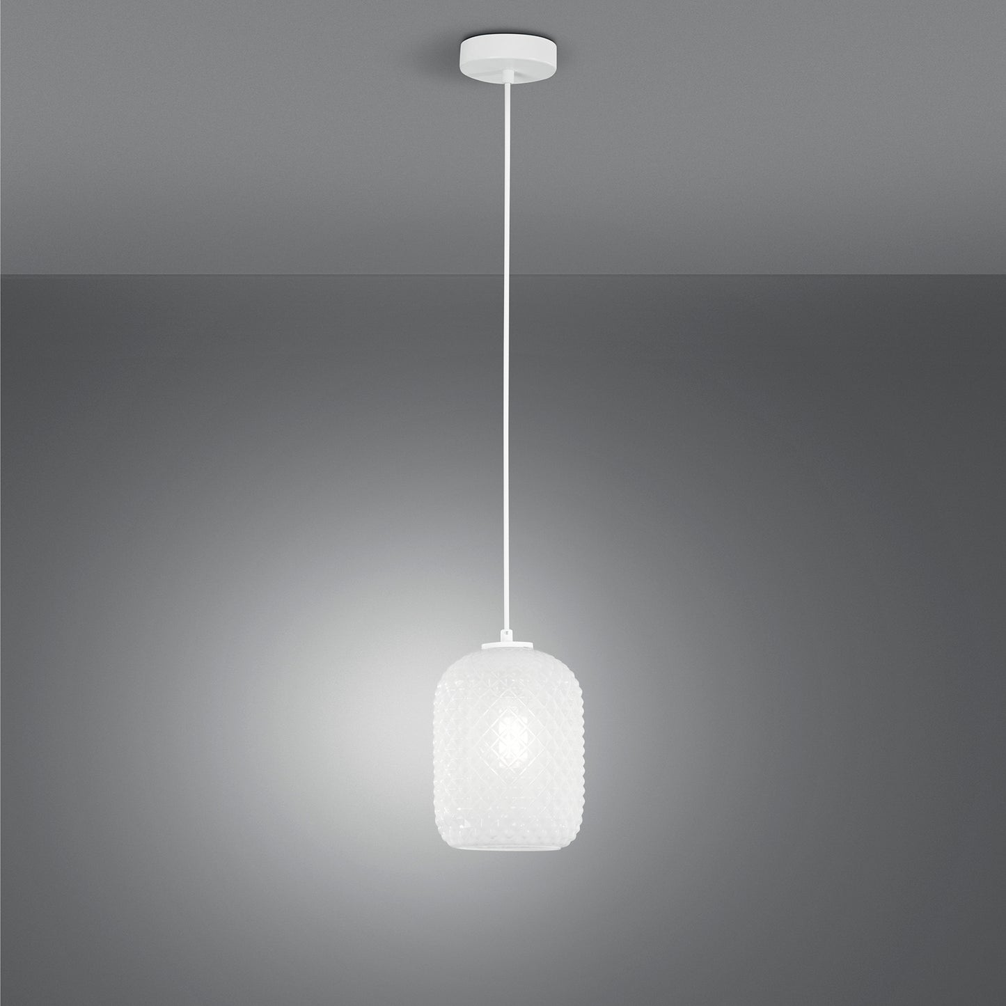 Sospensione ASHFORD in vetro bianco 150x15 cm. Ø