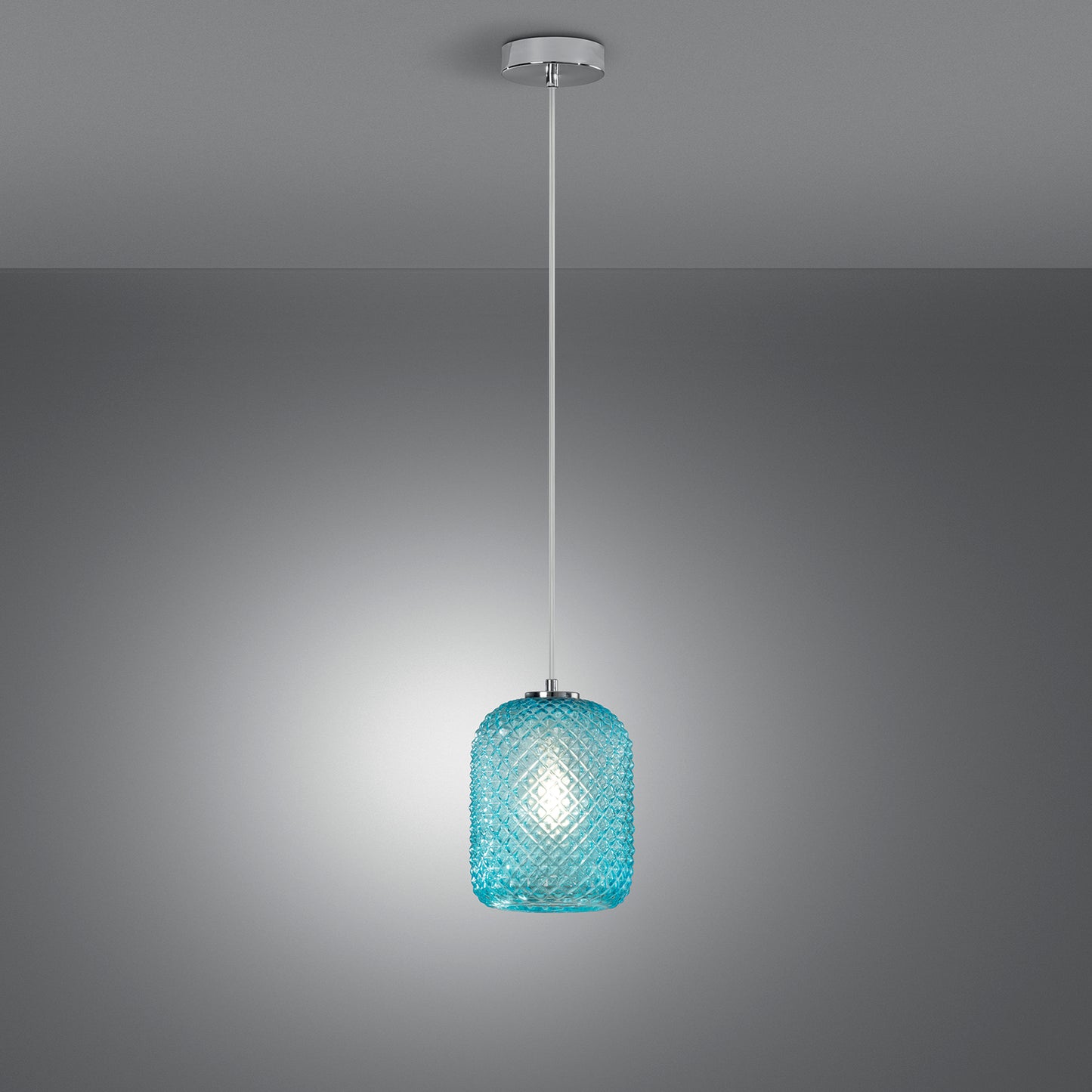 Sospensione ASHFORD in vetro acquamare 150x15 cm. Ø