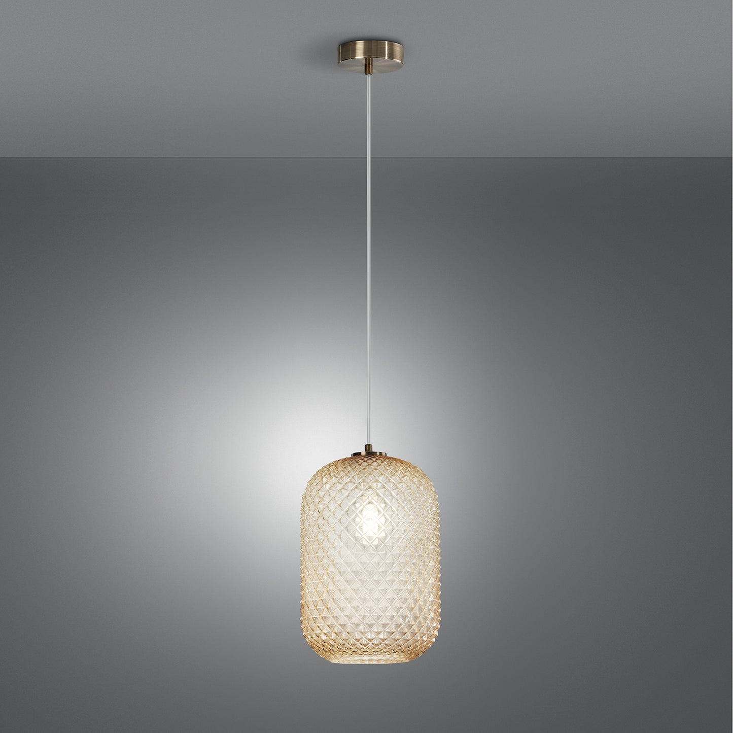 Sospensione ASHFORD in vetro ambrato 150x20 cm. Ø
