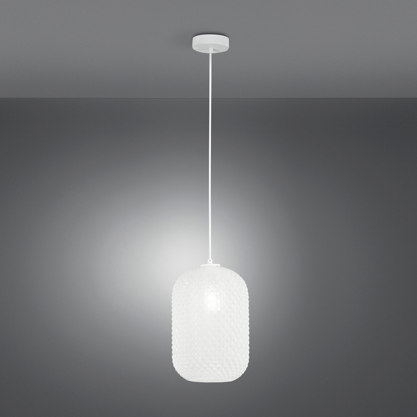 Sospensione ASHFORD in vetro bianco 150x20 cm. Ø
