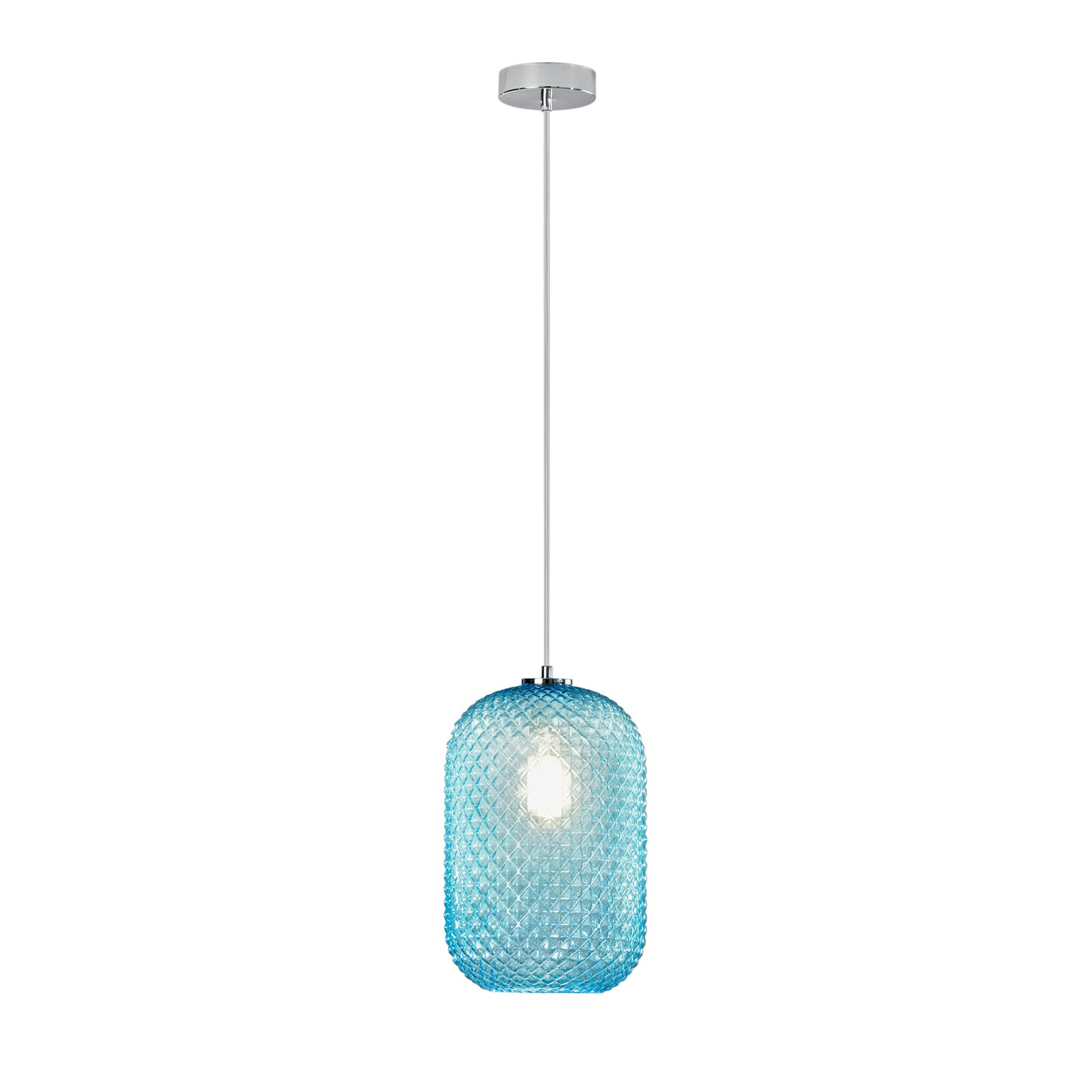 Sospensione ASHFORD in vetro acquamare 150x20 cm. Ø