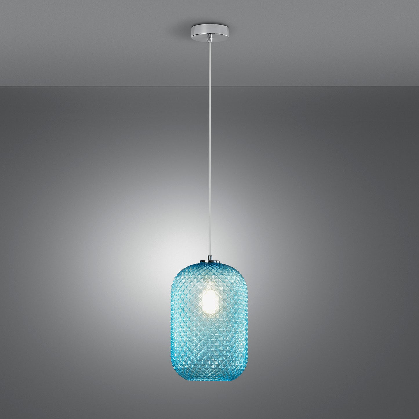 Sospensione ASHFORD in vetro acquamare 150x20 cm. Ø