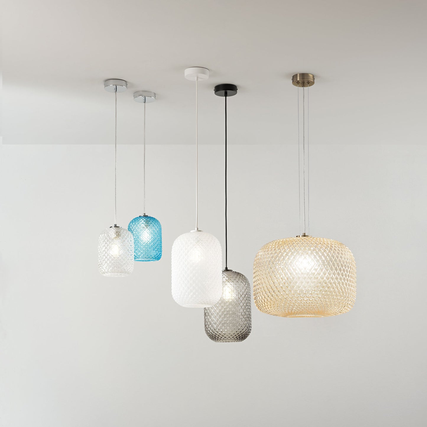 Sospensione ASHFORD in vetro ambrato 150x40 cm. Ø