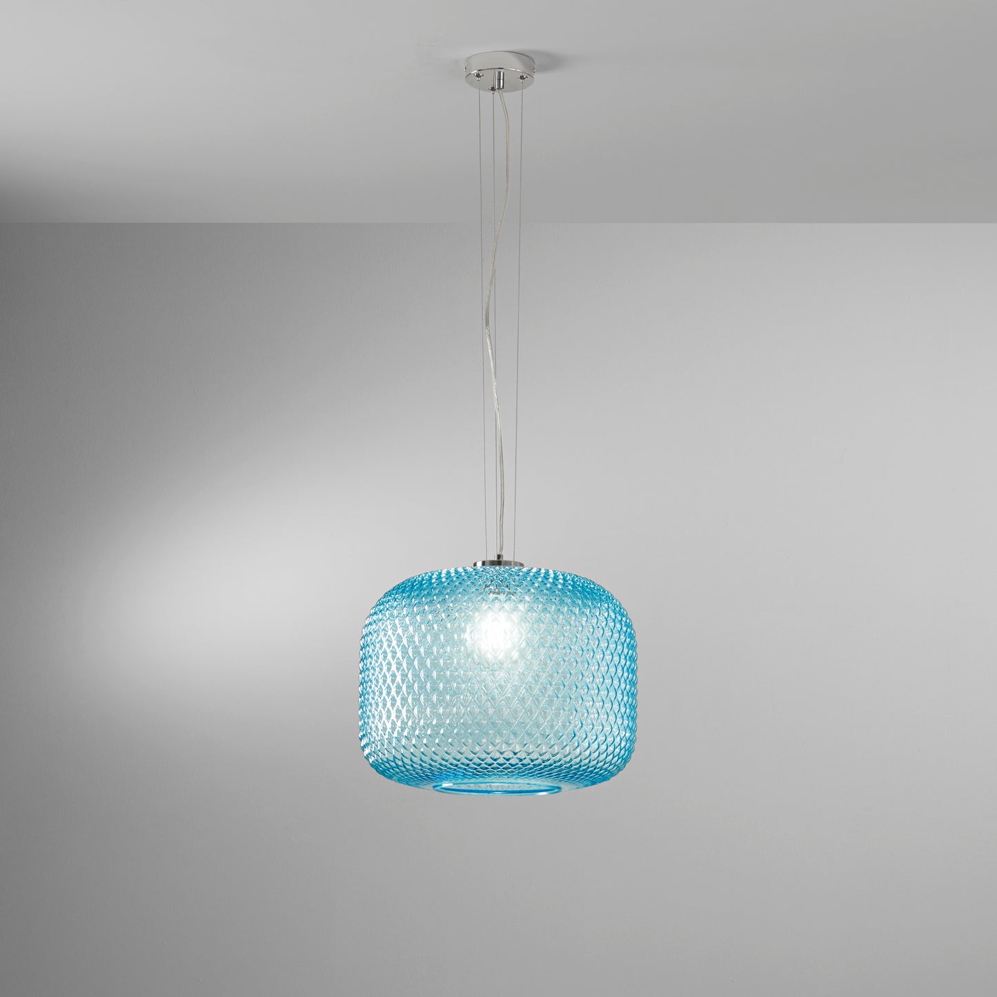 Sospensione ASHFORD in vetro acquamare 150x40 cm. Ø