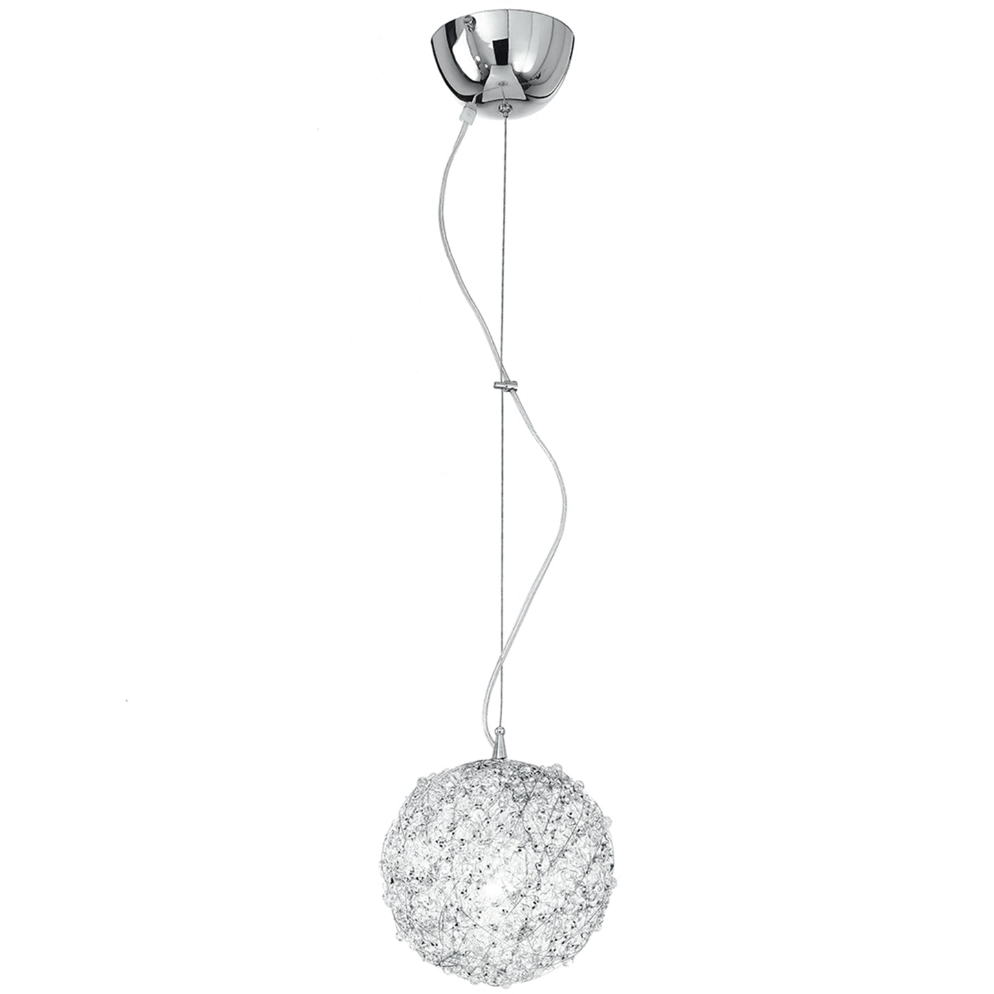 Sospensione ASTRA in alluminio cromato e cristalli 20 cm. Ø
