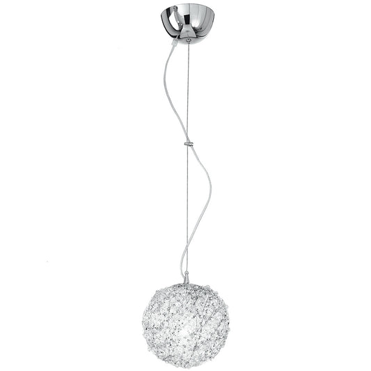 Sospensione ASTRA in alluminio cromato e cristalli 20 cm. Ø