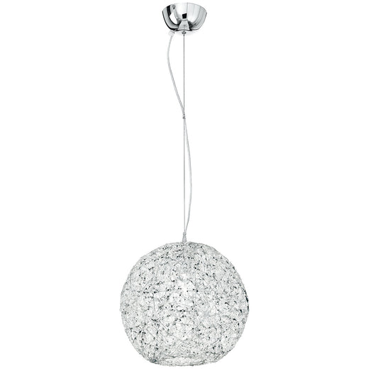 Sospensione ASTRA in alluminio cromato e cristalli 35 cm. Ø