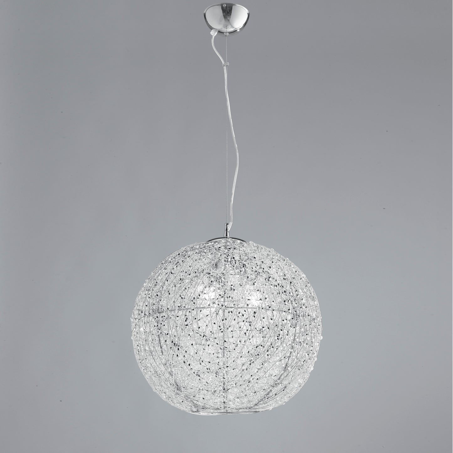 Sospensione ASTRA in alluminio cromato e cristalli 45 cm. Ø