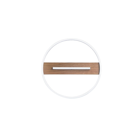 Plafoniera LED AZIMUTH con base in legno, struttura in metallo e asta luminosa regolabille. CCT. 40,5cm. Ø