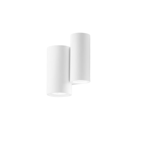 Applique BANJIE doppia in gesso bianco verniciabile con luce biemissione.