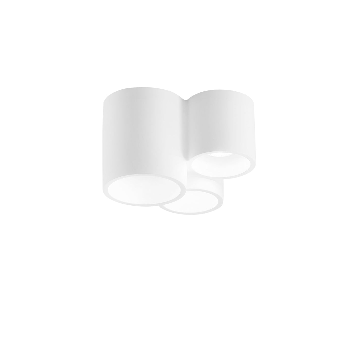 Plafoniera BANJIE in gesso bianco verniciabile a tre luci.