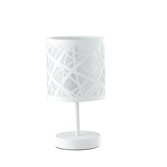 Lampada da tavolo BATIK in acciaio bianco con decori a taglio laser