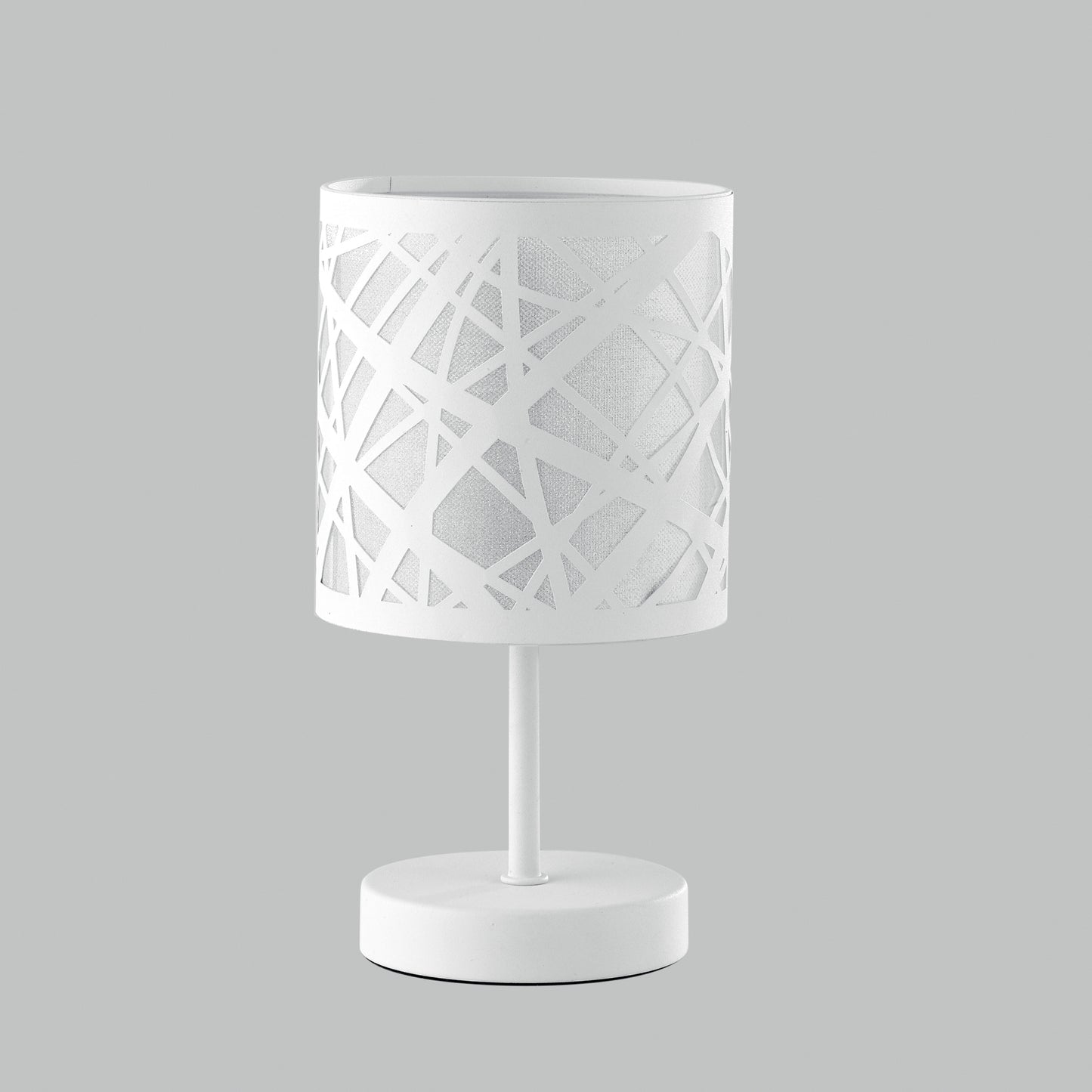 Lampada da tavolo BATIK in acciaio bianco con decori a taglio laser