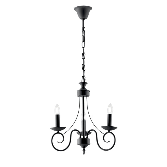 Lampadario a sospensione BEATRICE in metallo antracite a tre luci