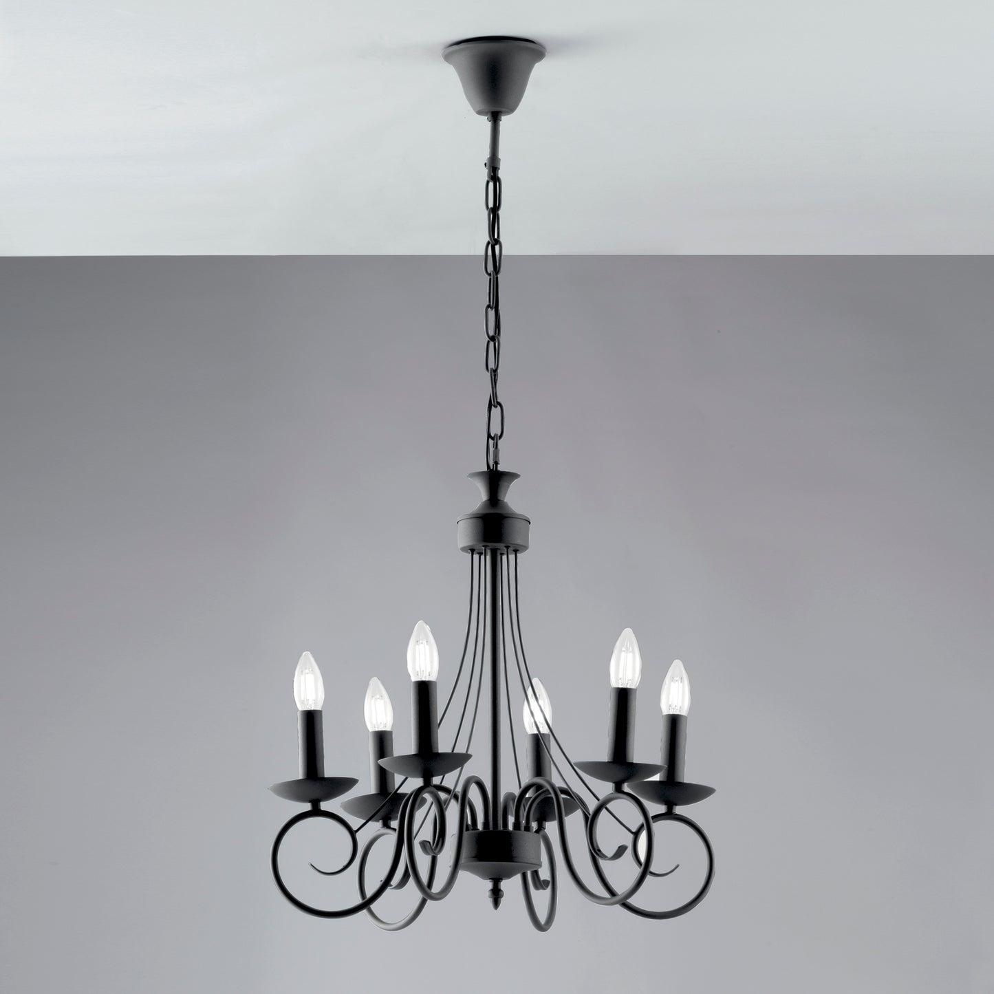 Lampadario a sospensione BEATRICE in metallo antracite a sei luci