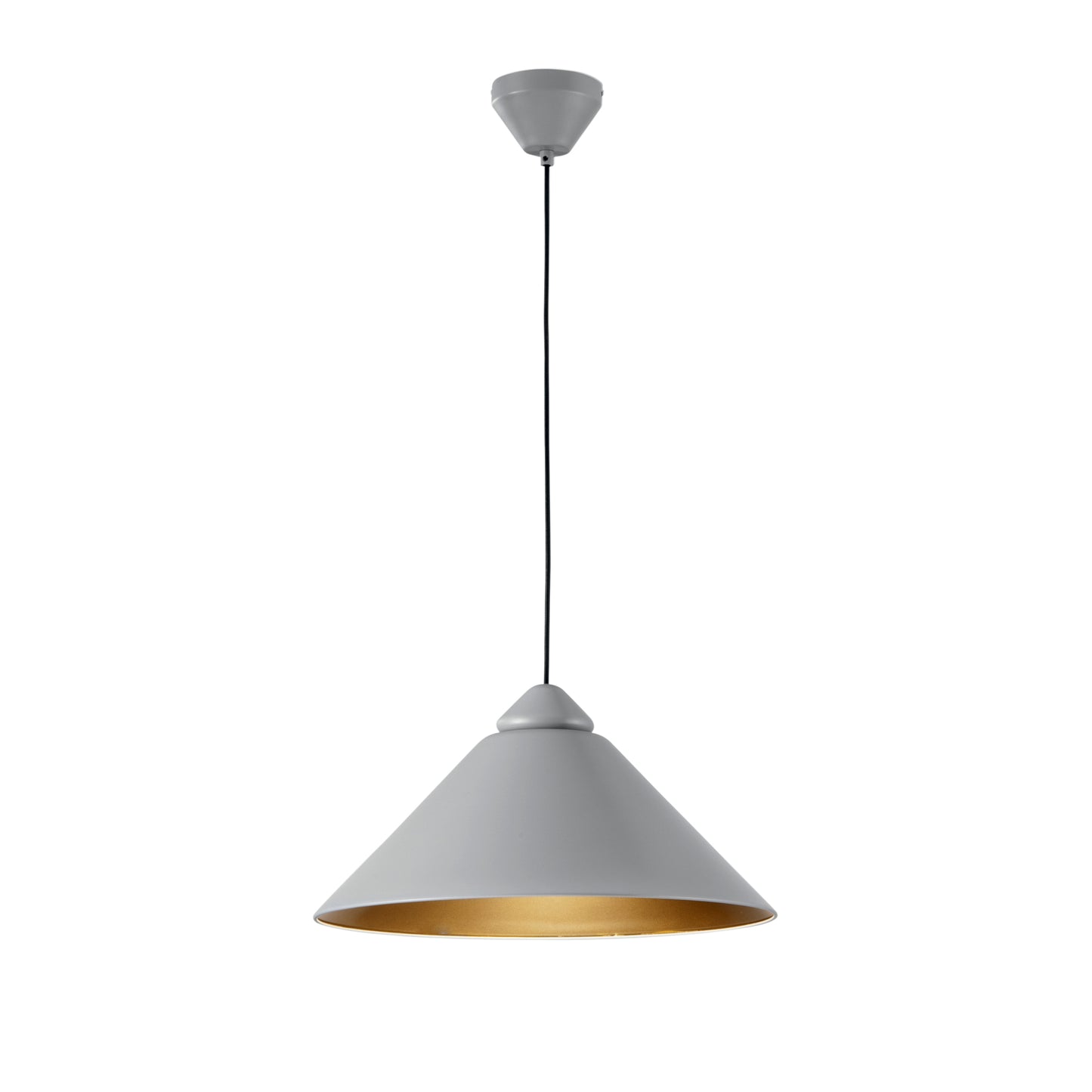 Sospensione BIGBANG con diffusore a cono in metallo grigio