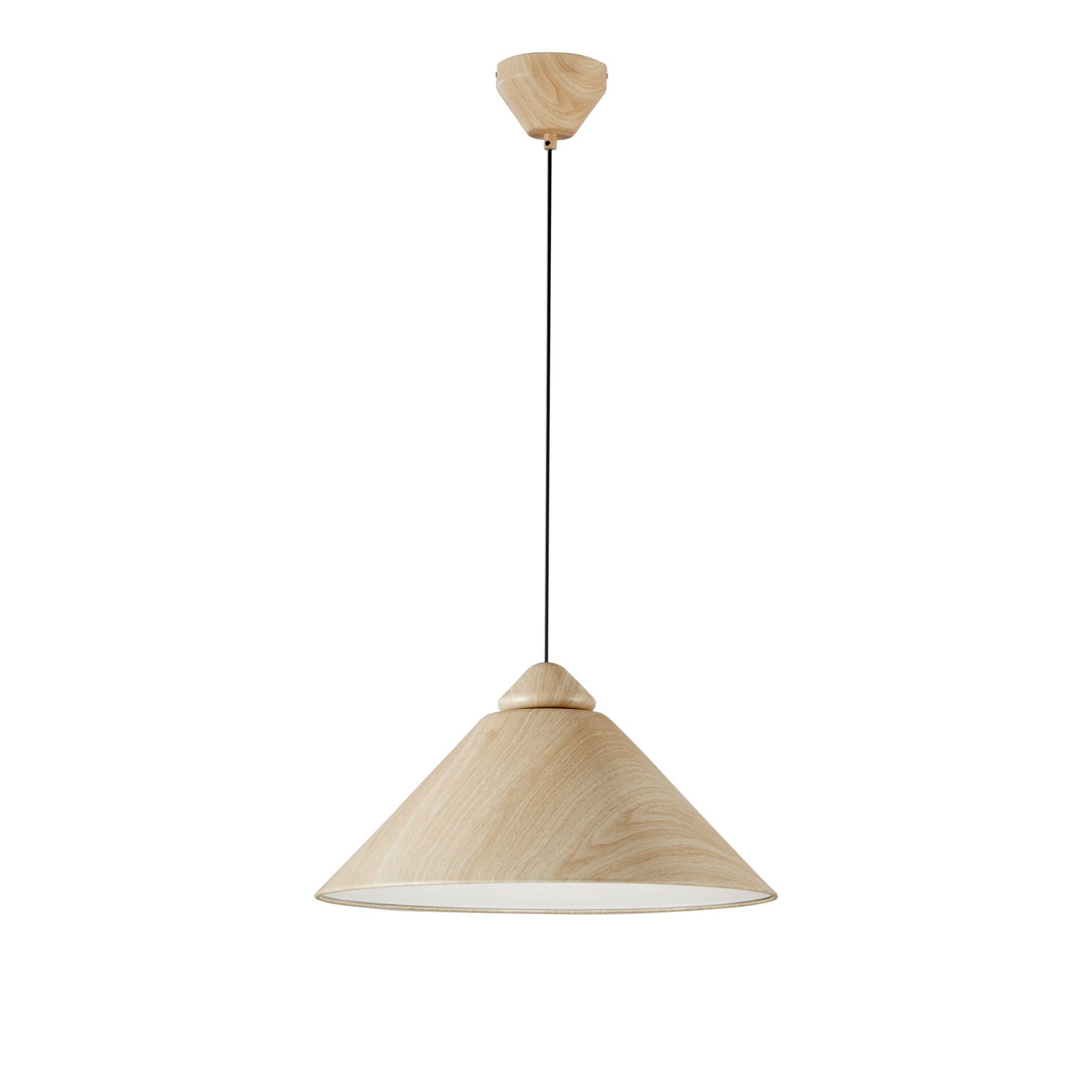 Sospensione BIGBANG con diffusore a cono in metallo legno chiaro