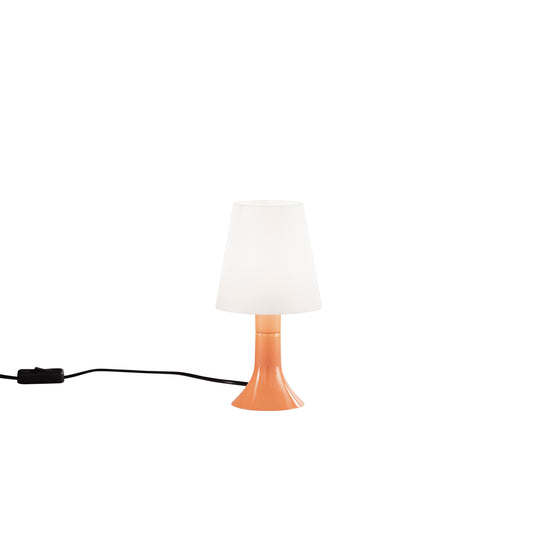 Lumetto BINGO con base arancione e diffusore bianco.