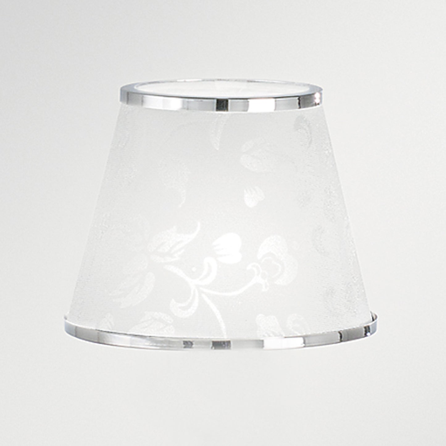 Lumetto BOEME in metallo cromato e cristalli con paralume glitterato 44 cm.