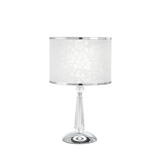 Lume BOEME in metallo cromato e cristalli con paralume glitterato 62 cm.
