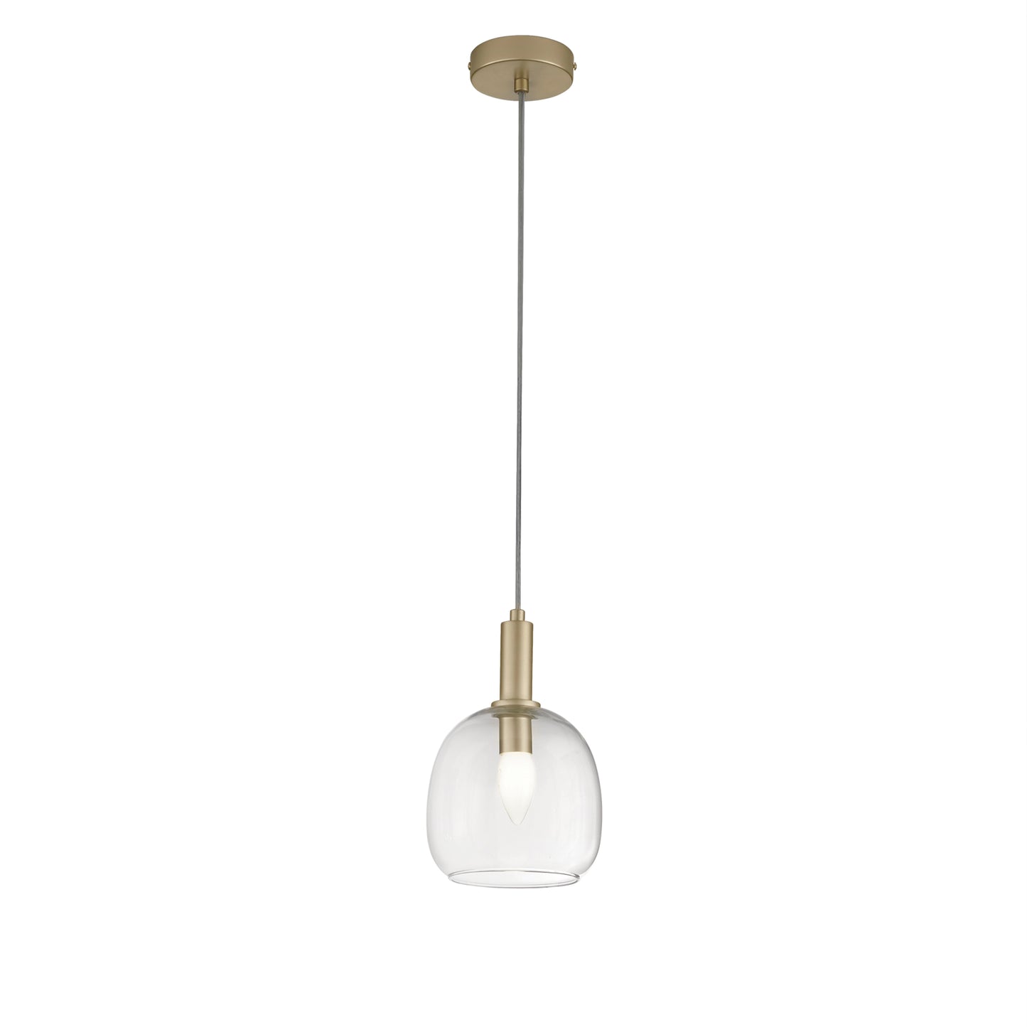 Sospensione BRANDY con finiture oro con diffusore singolo in vetro soffiato