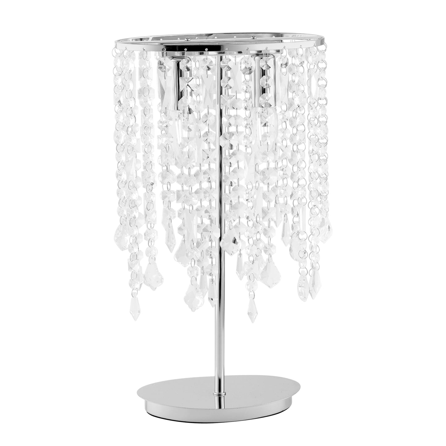 Lampada da tavolo BREEZE in metallo cromato con pendenti in cristallo