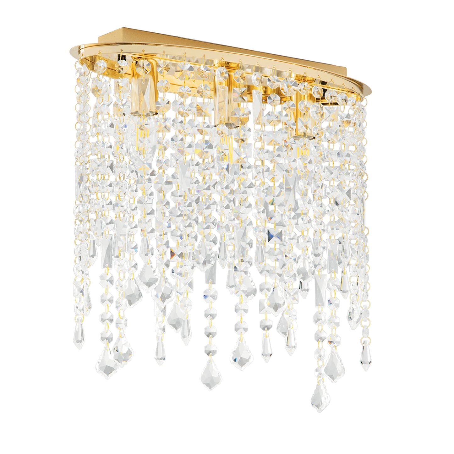 Plafoniera BREEZE in metallo oro con pendenti in cristallo