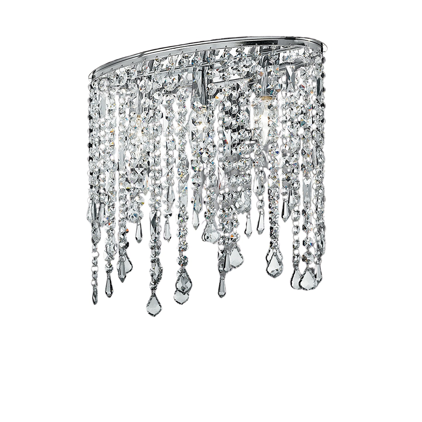 Plafoniera BREEZE in metallo cromato con pendenti in cristallo