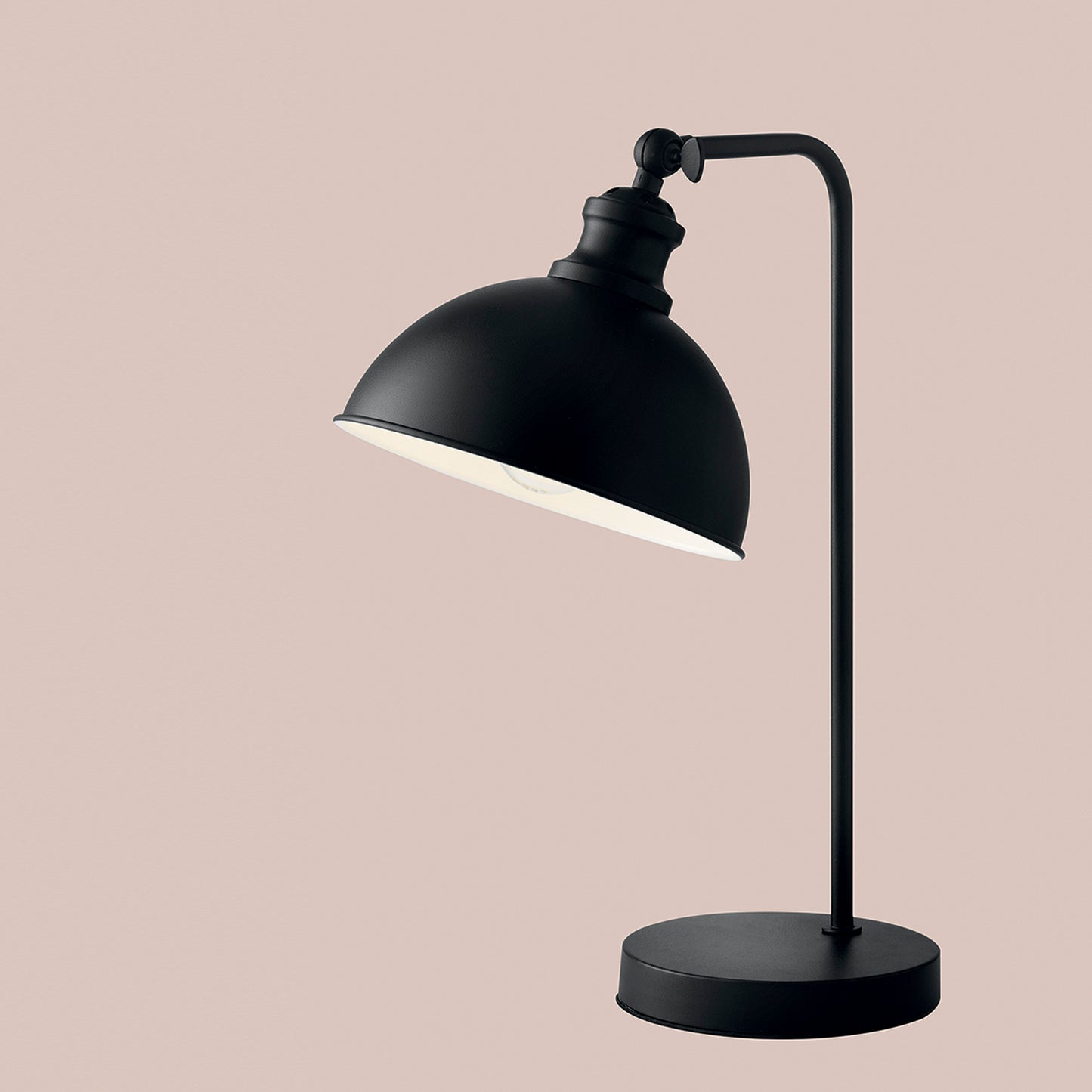 Lampada da tavolo CHARLESTON in metallo nero con interno bianco