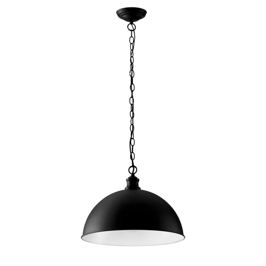 Lampadario a sospensione CHARLESTON in metallo nero con interno bianco