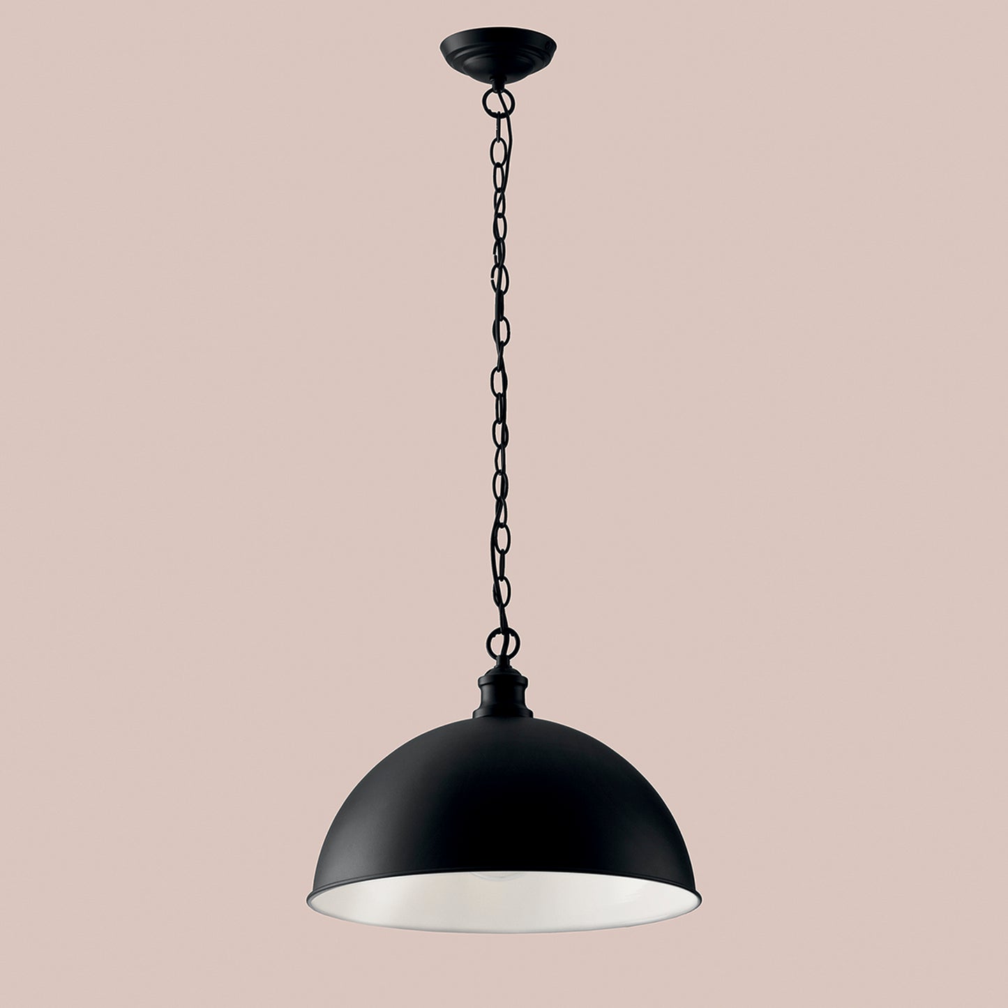 Lampadario a sospensione CHARLESTON in metallo nero con interno bianco
