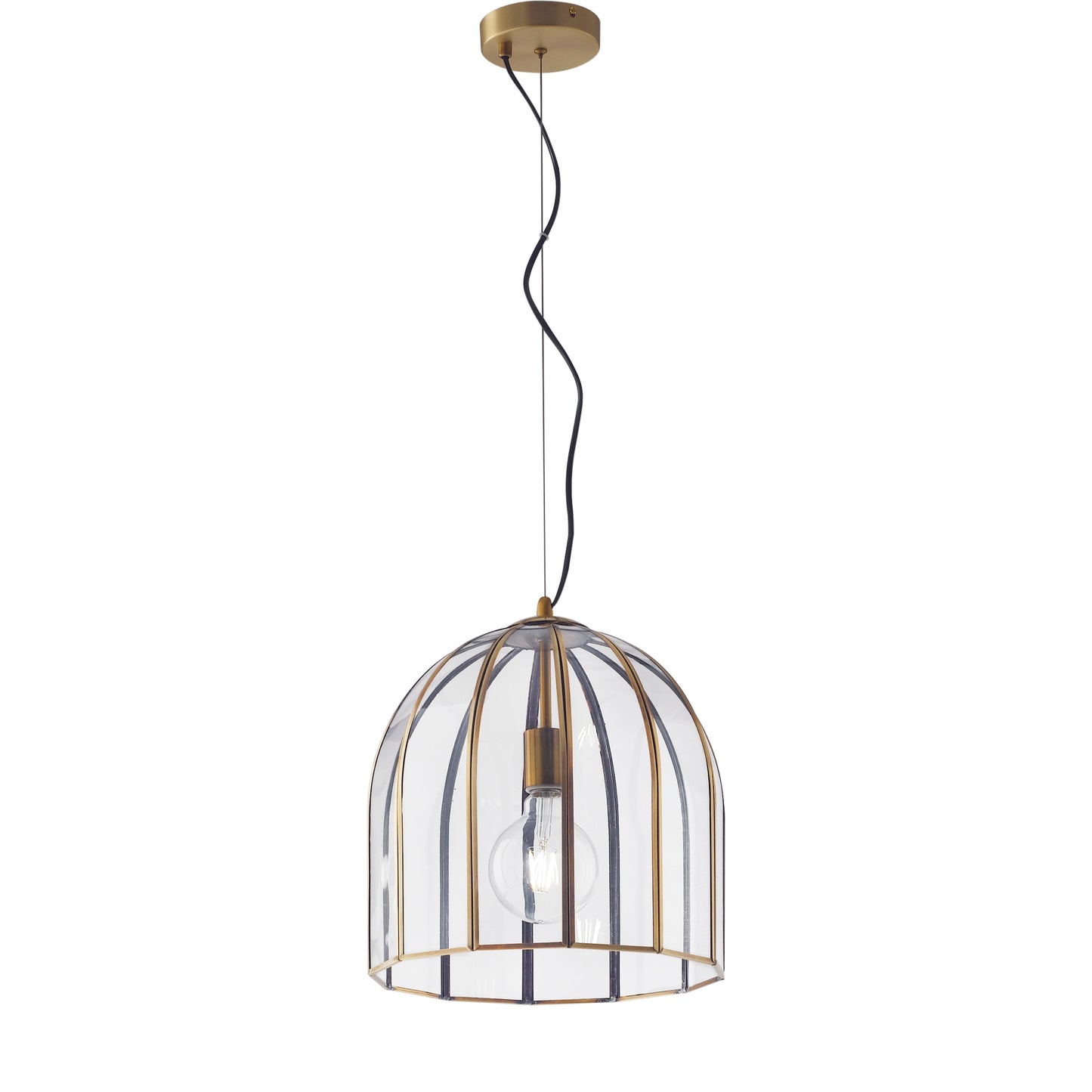 Sospensione CHESTER in vetro con rifiniture in metallo ottone 31.5x 30 cm. Ø