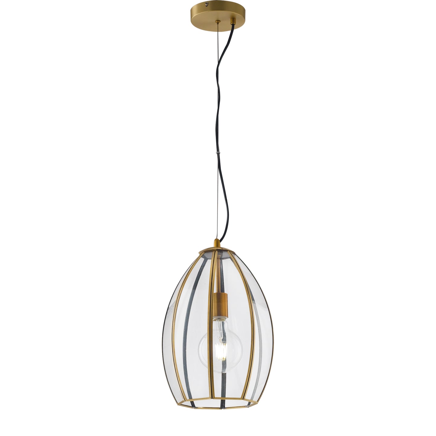 Sospensione CHESTER in vetro con rifiniture in metallo ottone 41.5x30 cm.Ø