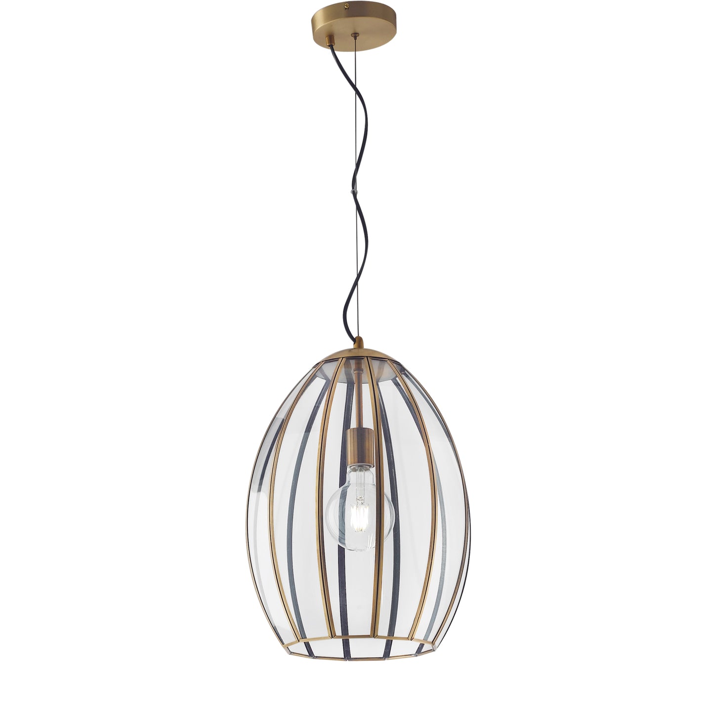 Sospensione CHESTER in vetro con rifiniture in metallo ottone 33.5x23 cm. Ø