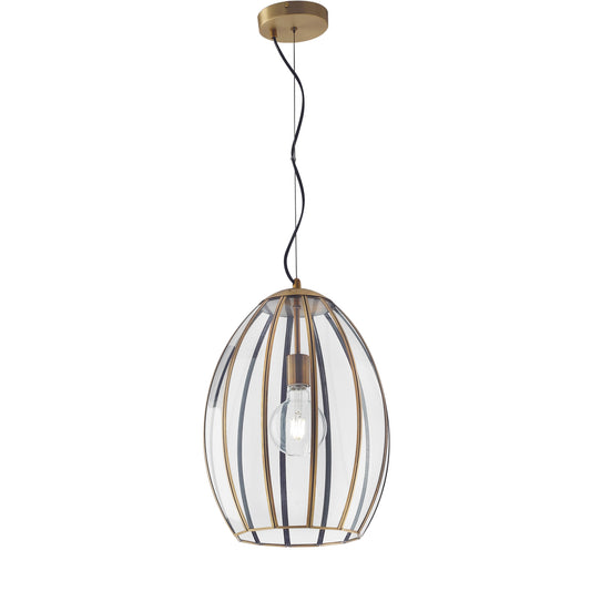 Sospensione CHESTER in vetro con rifiniture in metallo ottone 33.5x23 cm. Ø