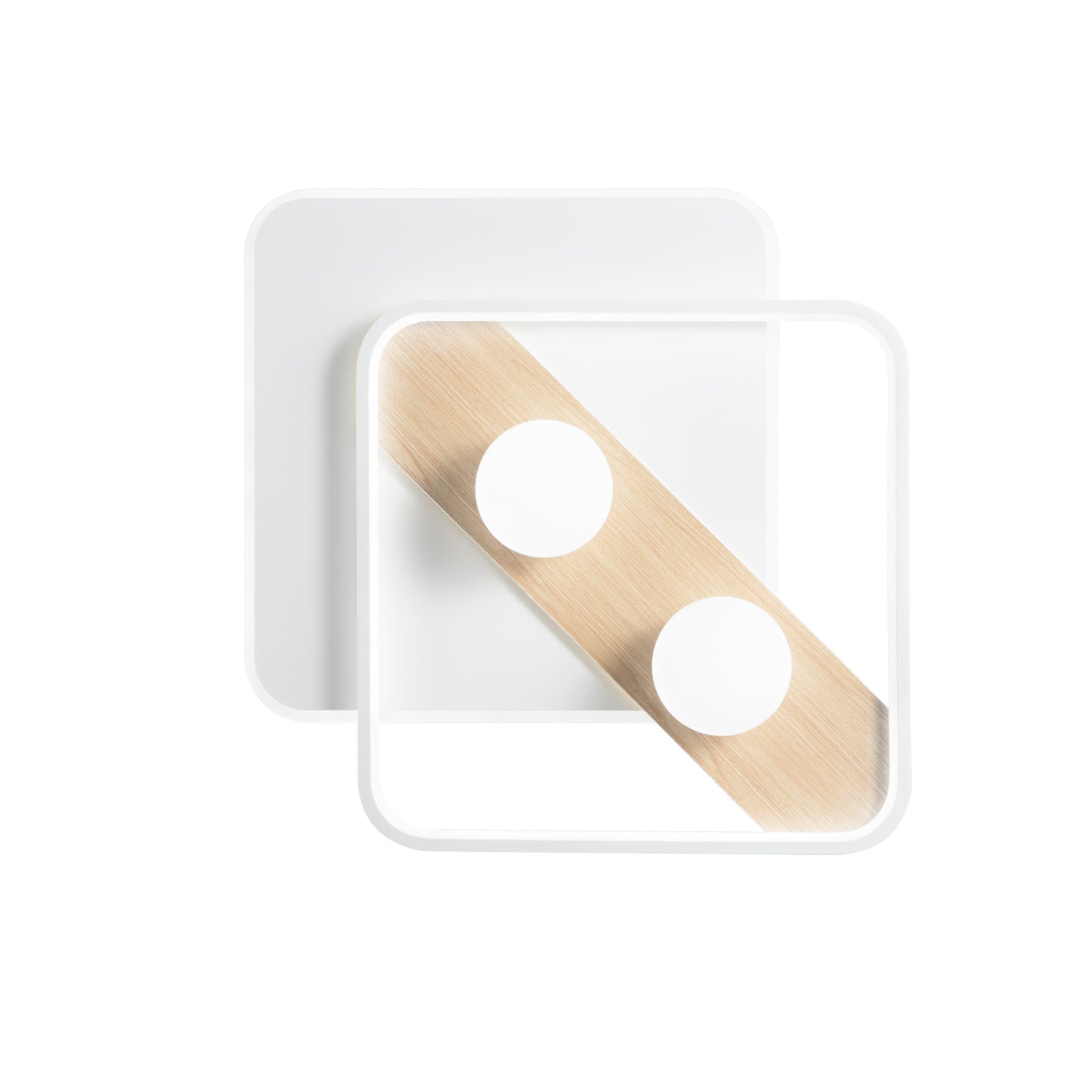 Plafoniera LED CRICKET bianca con dettagli in legno - CCT.
