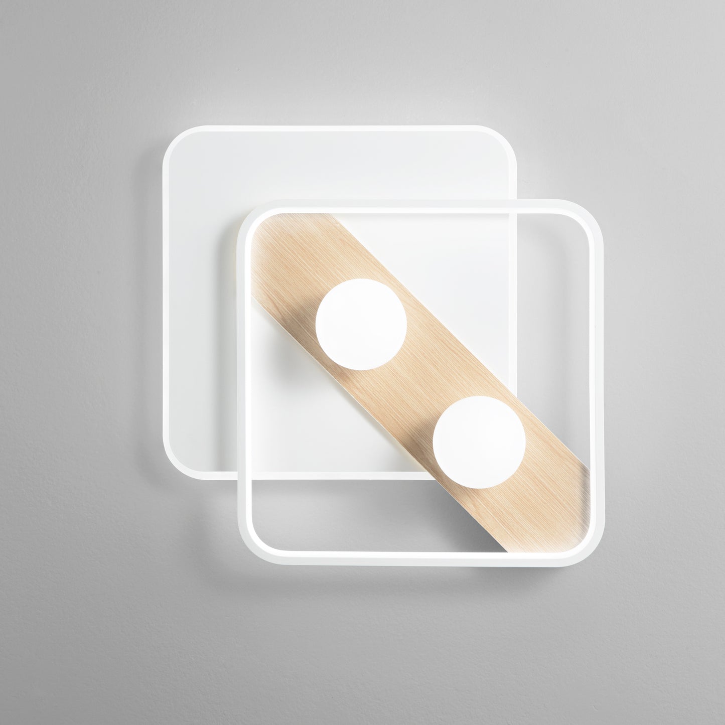 Plafoniera LED CRICKET bianca con dettagli in legno - CCT.