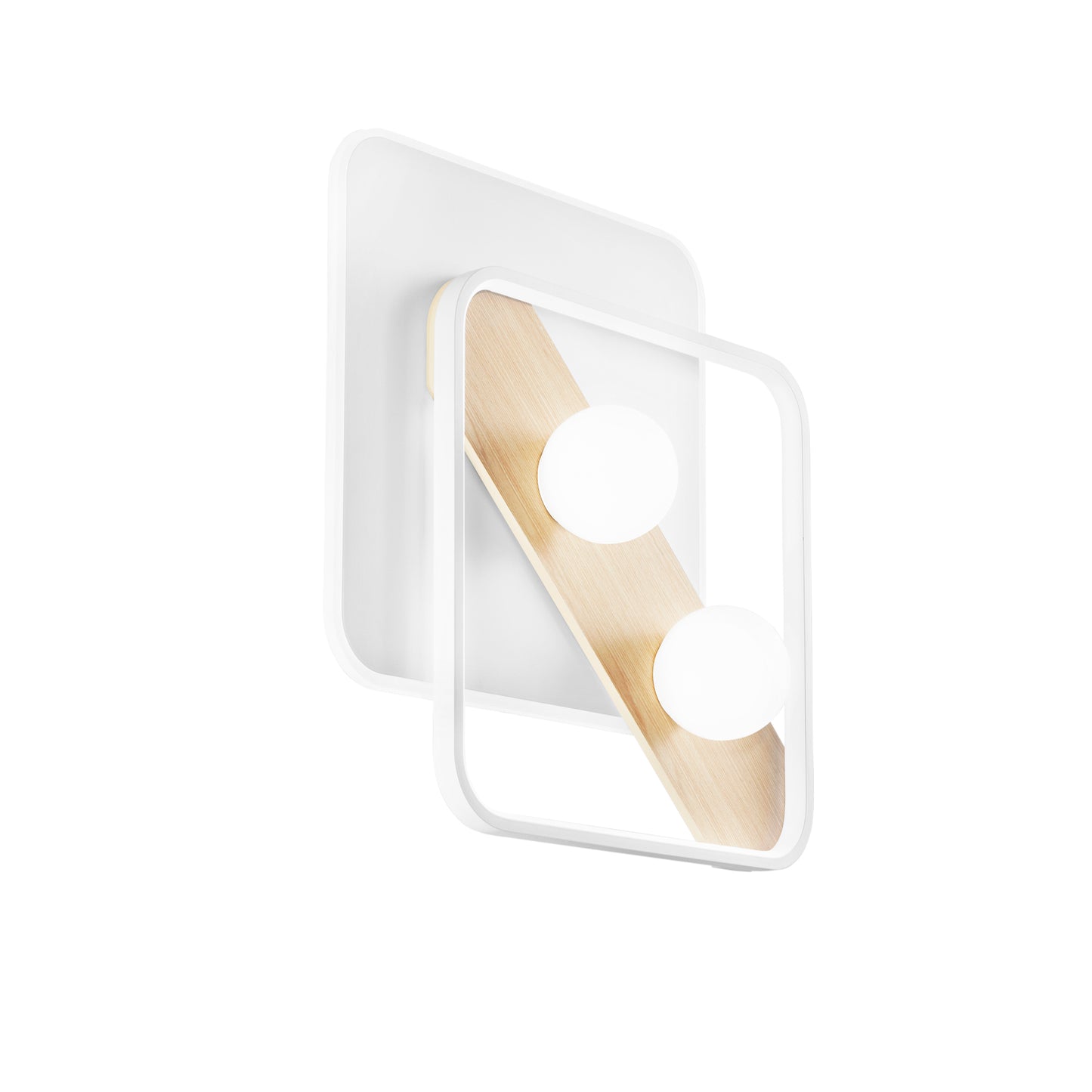 Plafoniera LED CRICKET bianca con dettagli in legno - CCT.