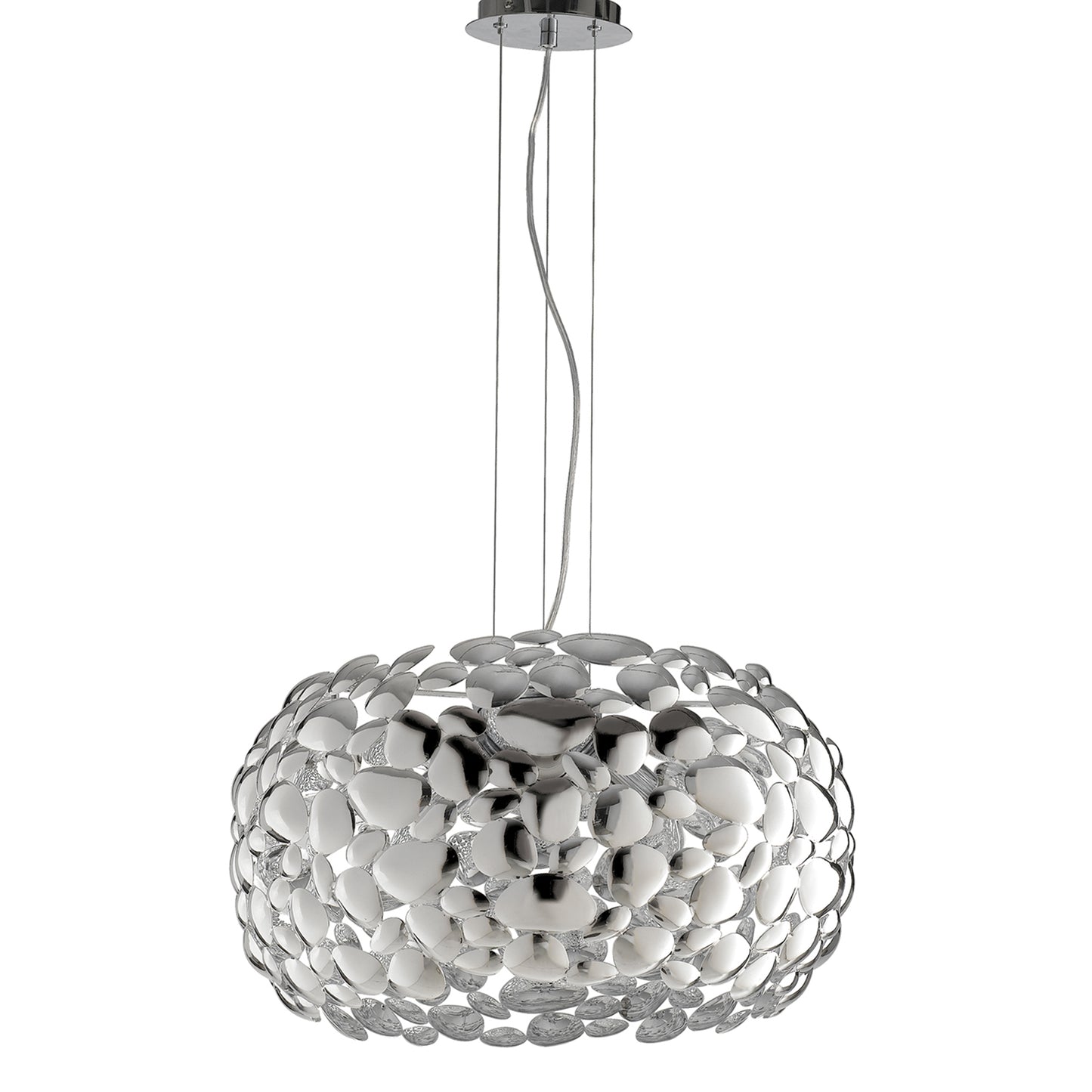 Lampadario a sospensione DIONISO in metallo cromato 48cm