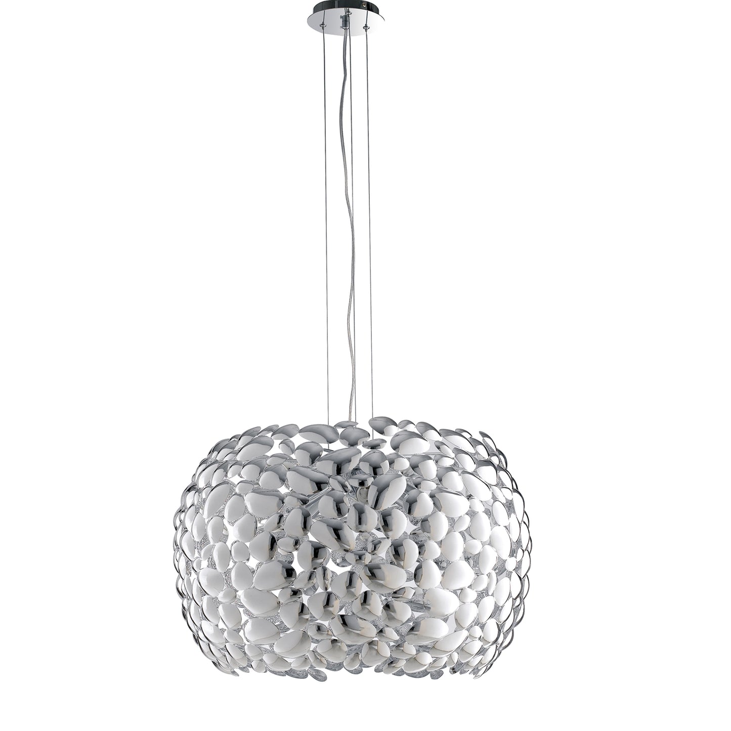 Lampadario a sospensione DIONISO in metallo cromato 65cm.