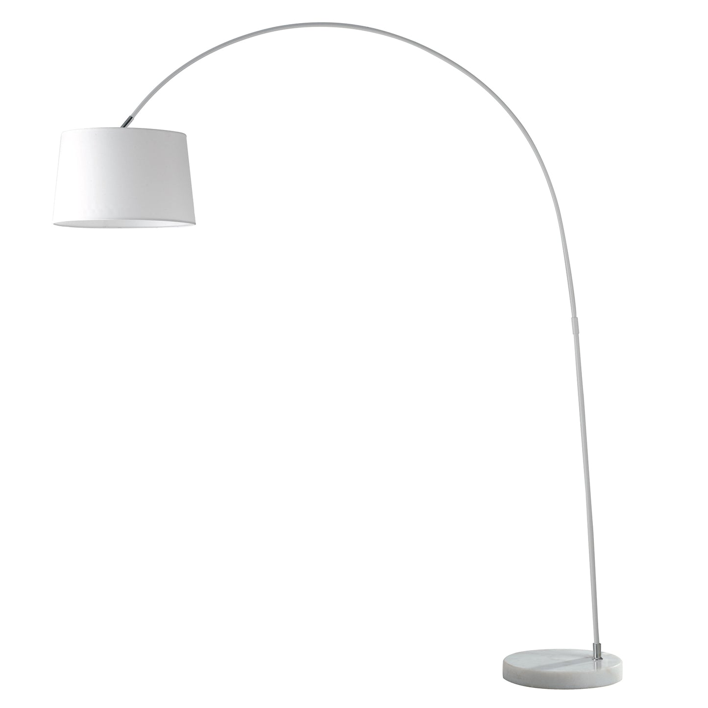 Piantana curva DREAM in metallo bianco con base in marmo