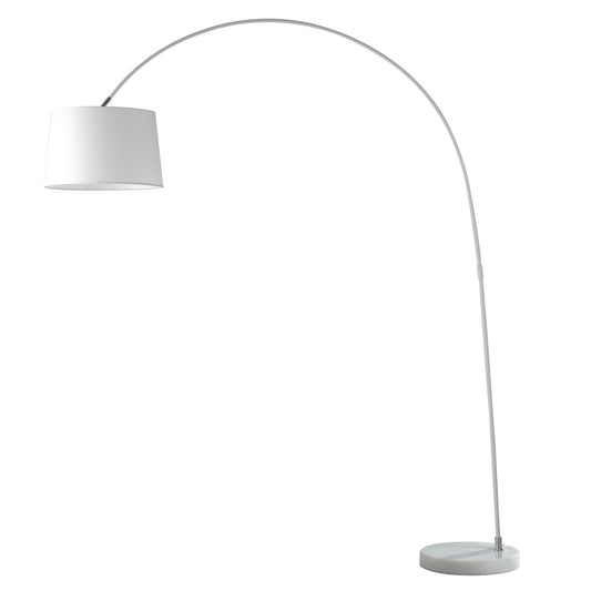 Piantana curva DREAM in metallo bianco con base in marmo