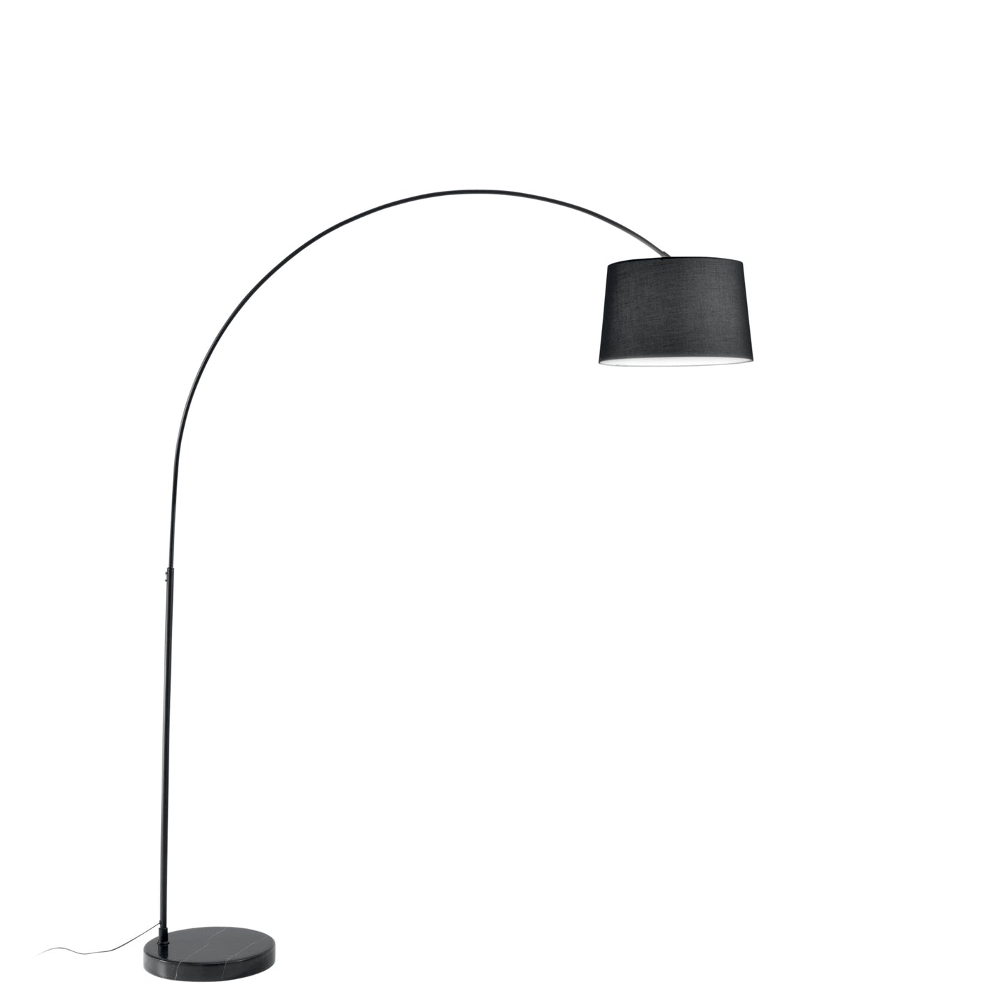 Piantana curva DREAM in metallo nero con base in marmo